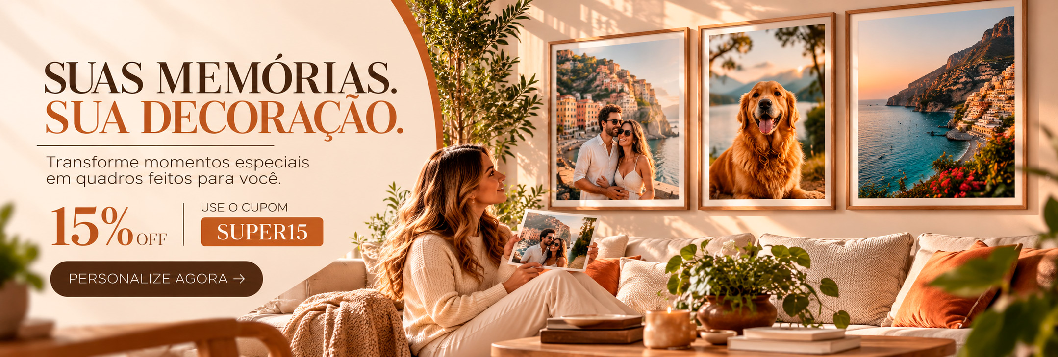 Crie seu quadro personalizado 15% de desconto