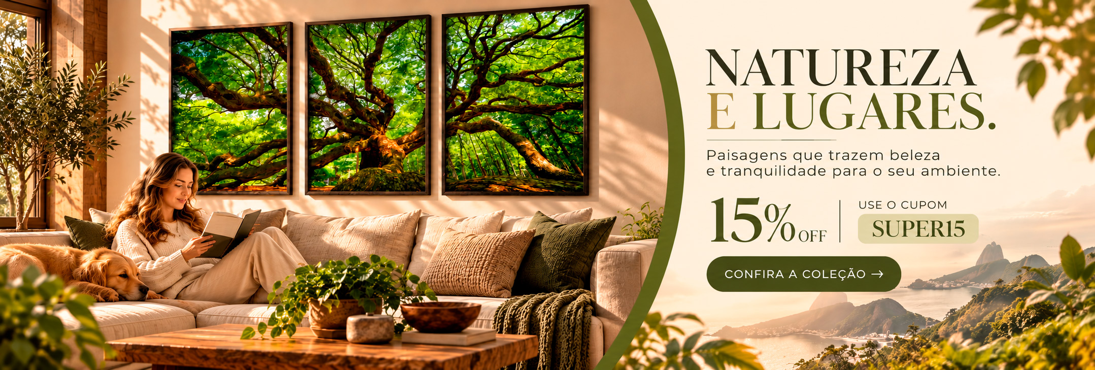 Banner promocional Natureza e Lugares 15% de desconto