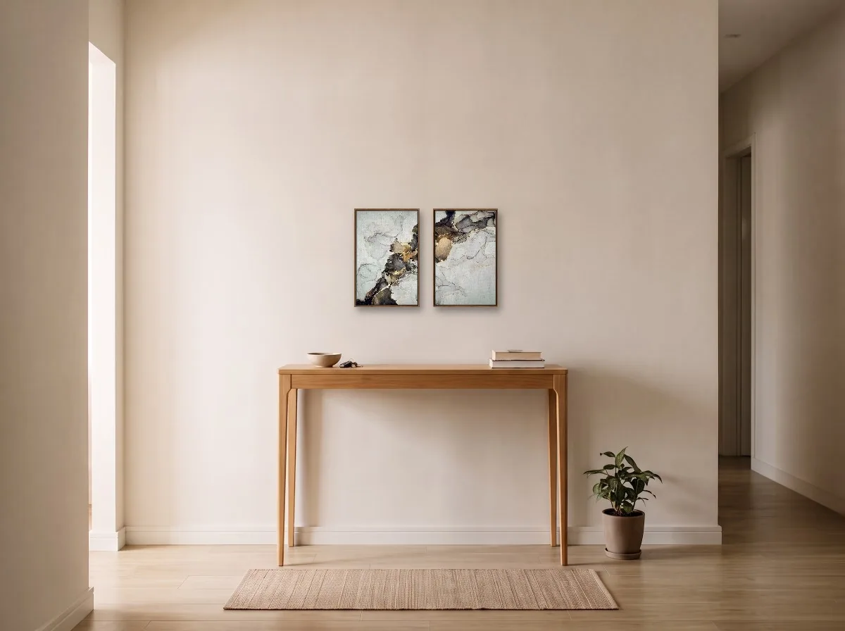 Duo 30×45 flutuante tabaco em hall