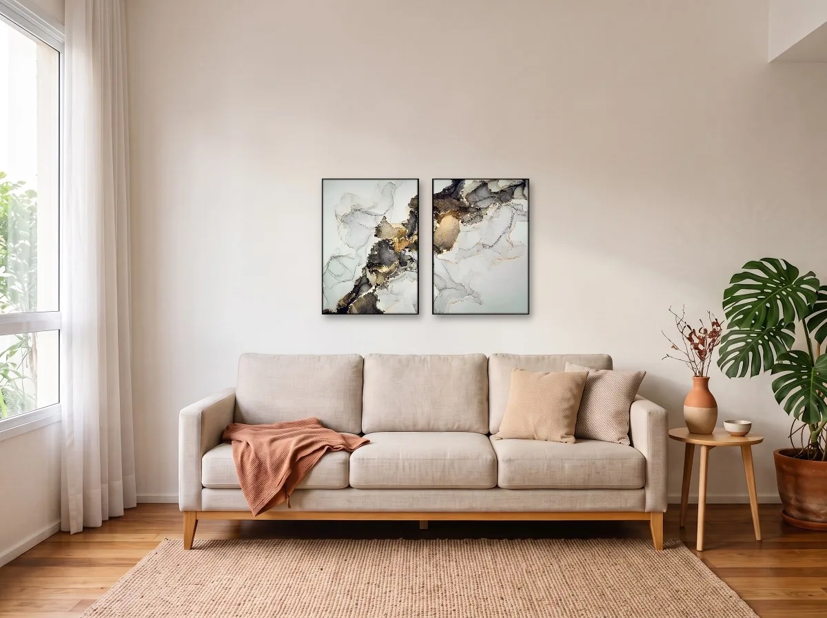 Duo 50×70 com filete preto em sala
