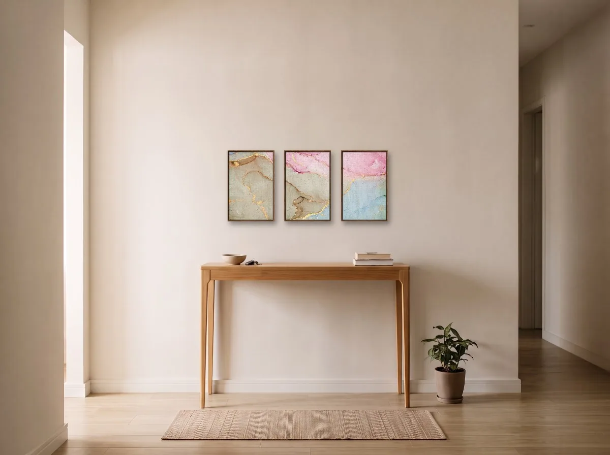 Trio 30×45 flutuante tabaco em hall