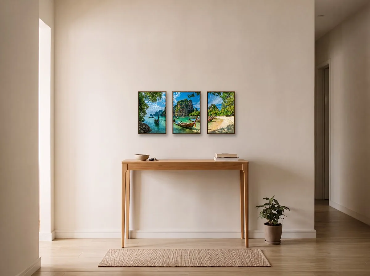 Trio 30×45 flutuante tabaco em hall