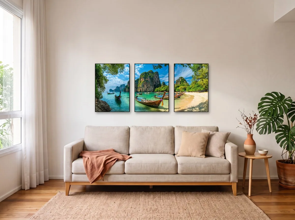 Trio 50×70 com filete preto em sala