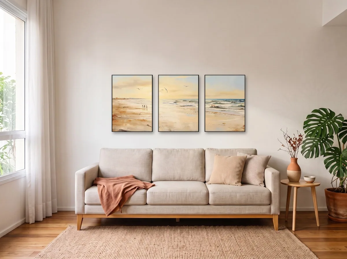 Trio 50×70 com filete preto em sala