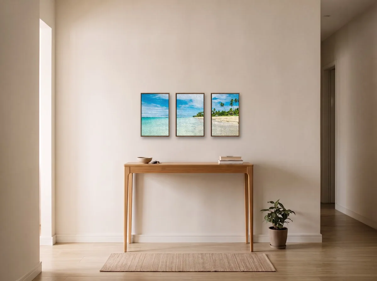 Trio 30×45 flutuante tabaco em hall