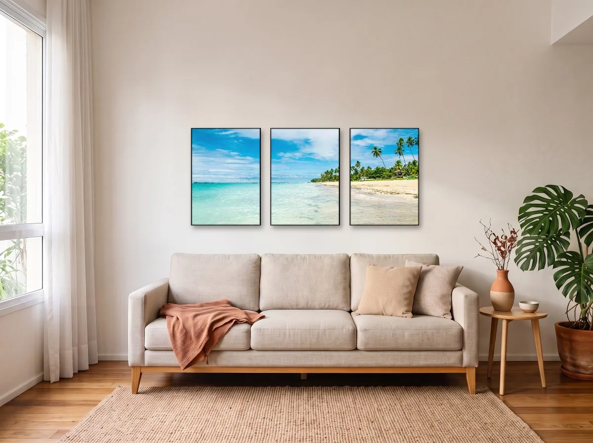 Trio 50×70 com filete preto em sala