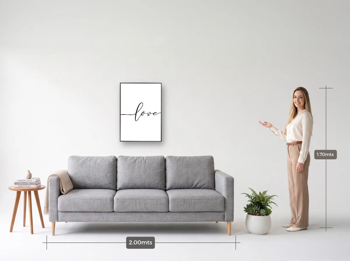 Quadro 50×70 · Filete · preta · Sala · sofá de 2,00 m