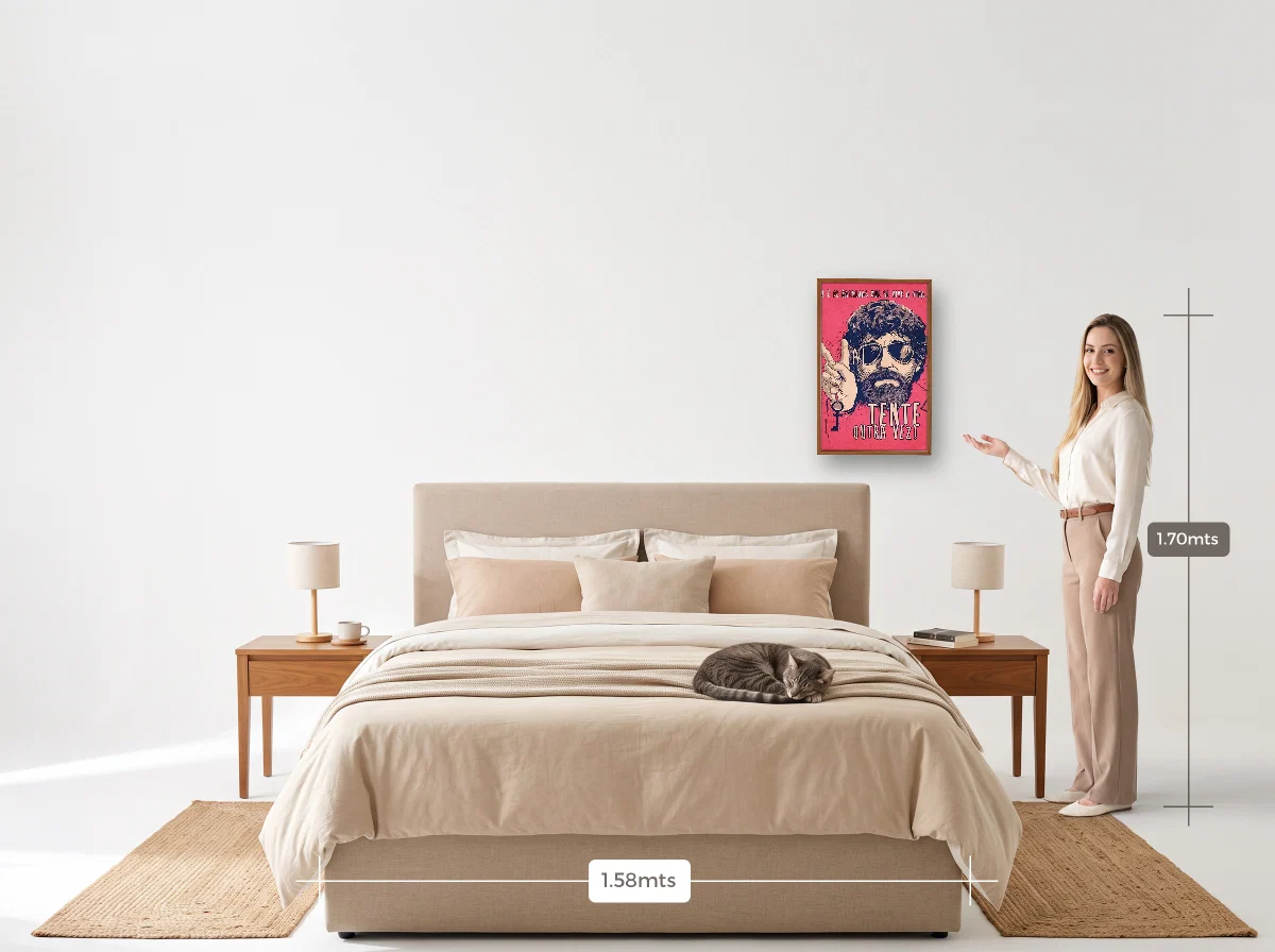 Quadro 40×60 · Caixa · freijó · Quarto · cama queen