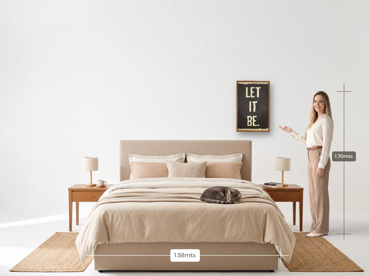 Quadro 40×60 · Caixa · freijó · Quarto · cama queen
