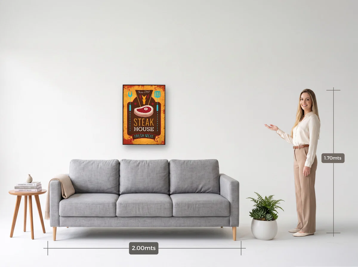 Quadro 50×70 · Filete · preta · Sala · sofá de 2,00 m