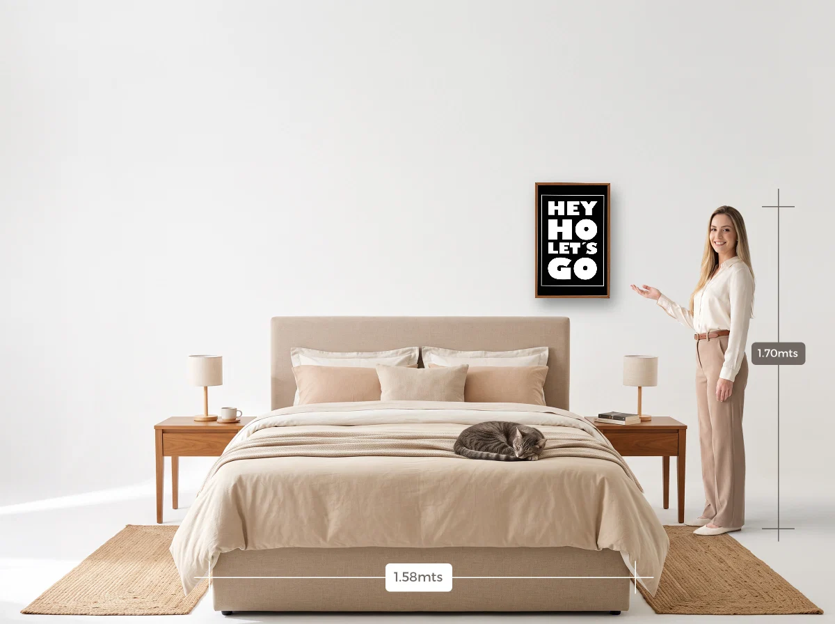 Quadro 40×60 · Caixa · freijó · Quarto · cama queen
