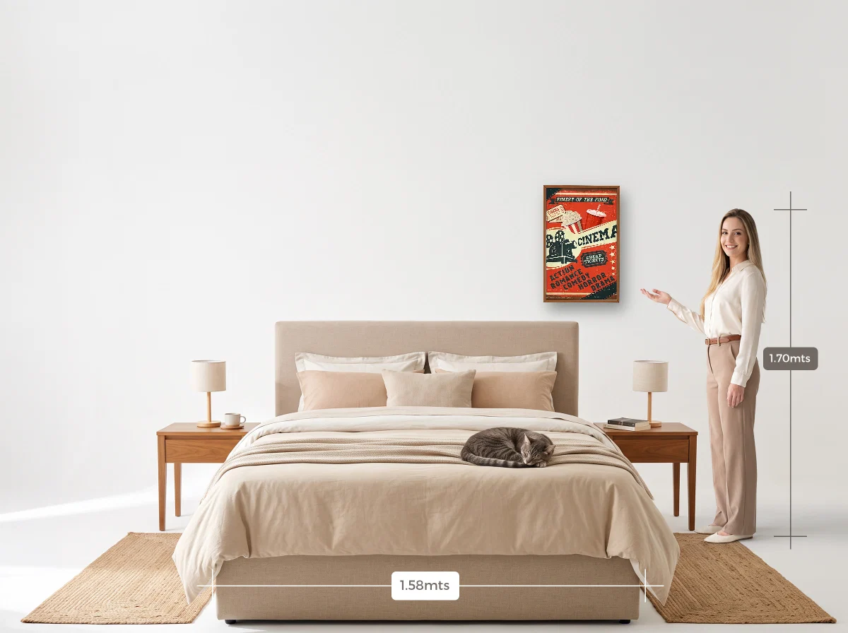 Quadro 40×60 · Caixa · freijó · Quarto · cama queen