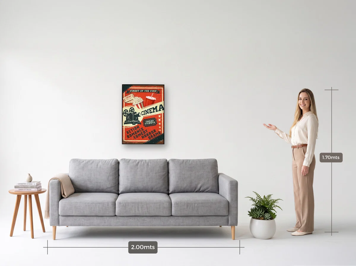 Quadro 50×70 · Filete · preta · Sala · sofá de 2,00 m