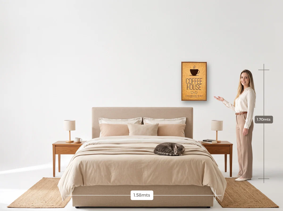 Quadro 40×60 · Caixa · freijó · Quarto · cama queen