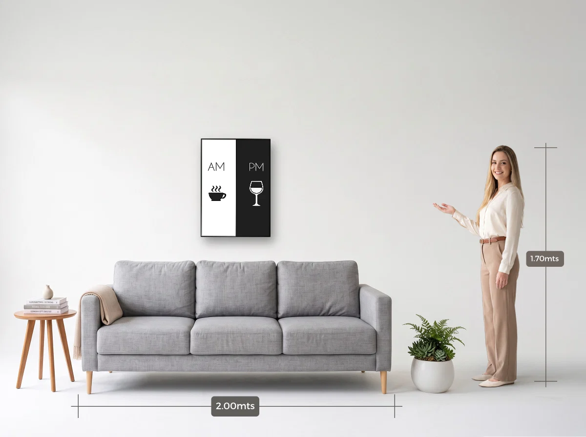 Quadro 50×70 · Filete · preta · Sala · sofá de 2,00 m