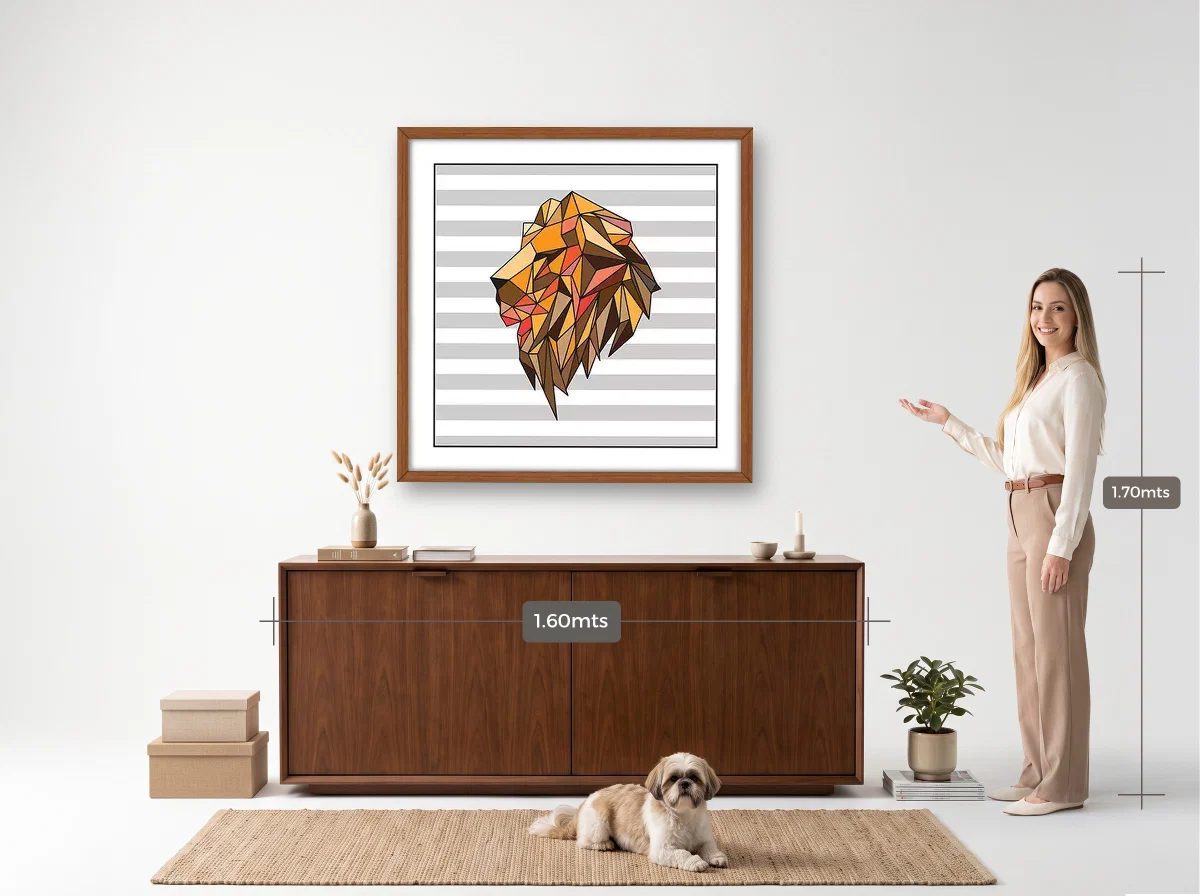Quadro 100×100 · Caixa · freijó · Hall · aparador de 1,60 m