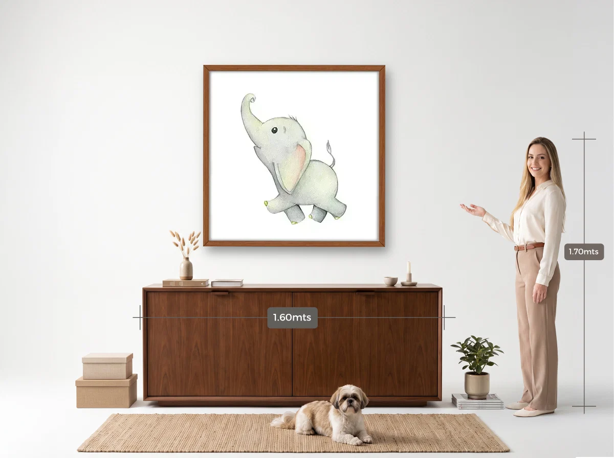 Quadro 100×100 · Caixa · freijó · Hall · aparador de 1,60 m