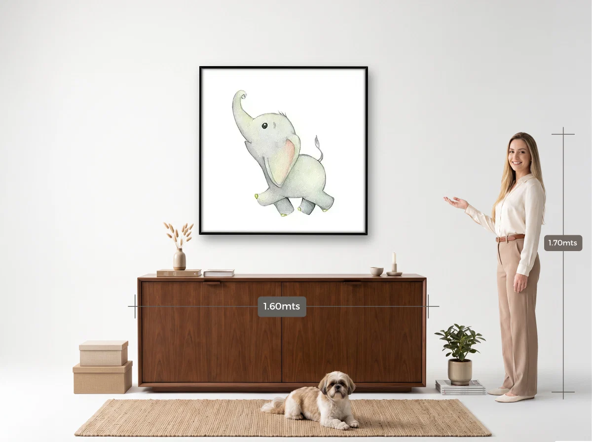 Quadro 100×100 · Filete · preta · Hall · aparador de 1,60 m