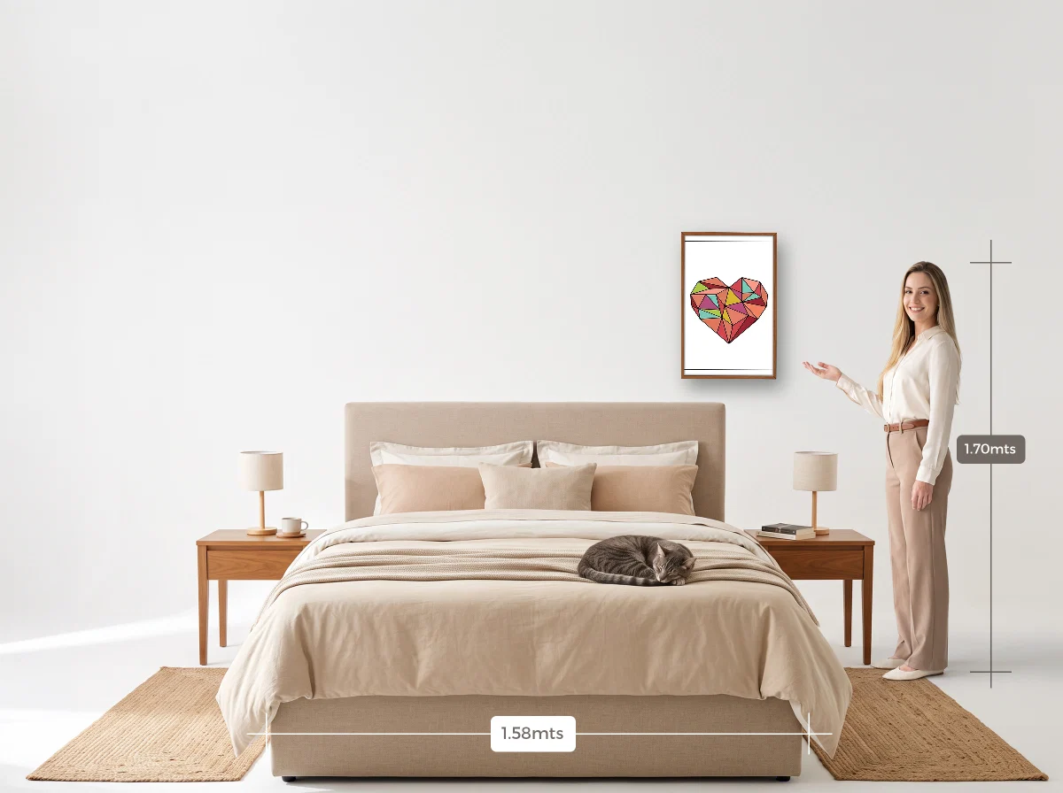 Quadro 40×60 · Caixa · freijó · Quarto · cama queen