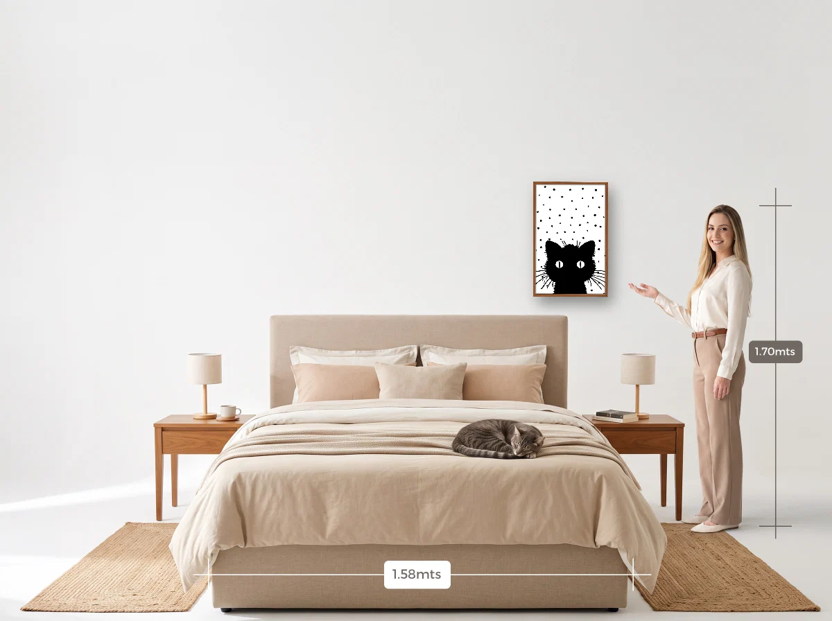 Quadro 40×60 · Caixa · freijó · Quarto · cama queen