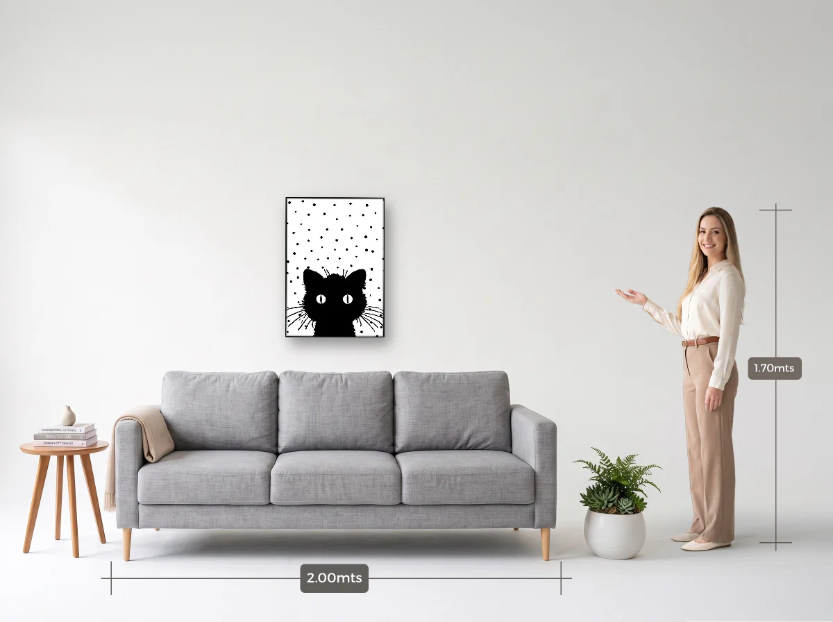 Quadro 50×70 · Filete · preta · Sala · sofá de 2,00 m