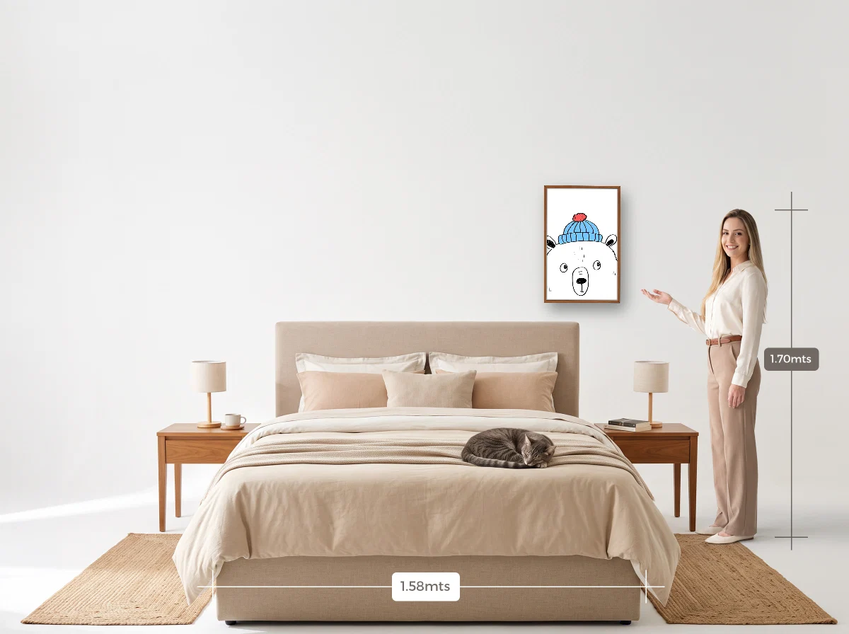 Quadro 40×60 · Caixa · freijó · Quarto · cama queen