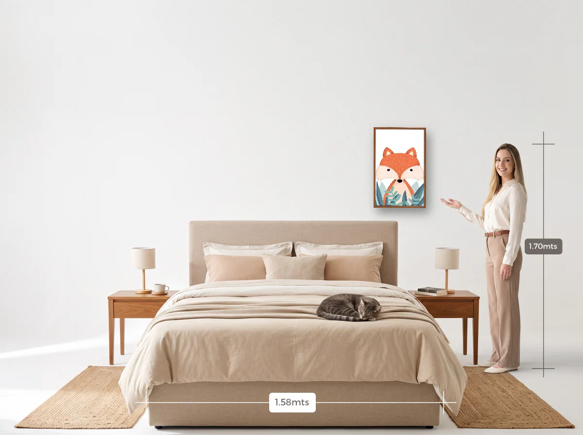 Quadro 40×60 · Caixa · freijó · Quarto · cama queen