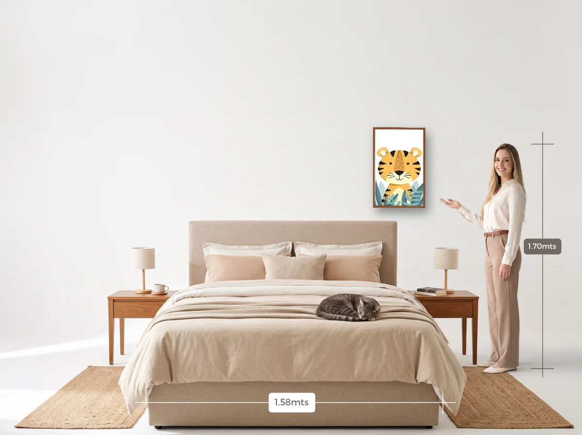 Quadro 40×60 · Caixa · freijó · Quarto · cama queen