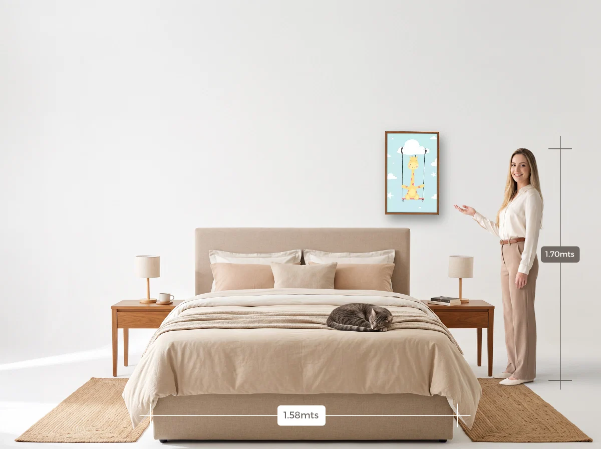 Quadro 40×60 · Caixa · freijó · Quarto · cama queen