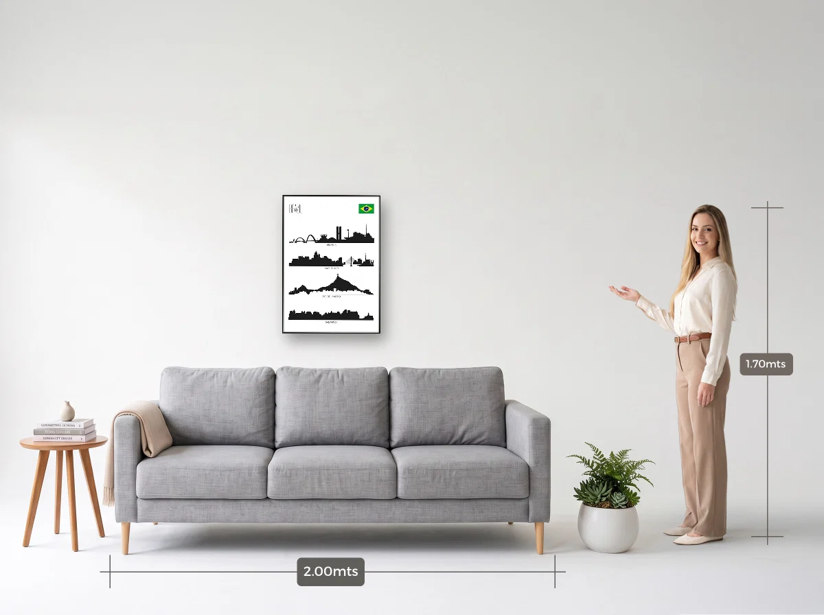 Quadro 50×70 · Filete · preta · Sala · sofá de 2,00 m
