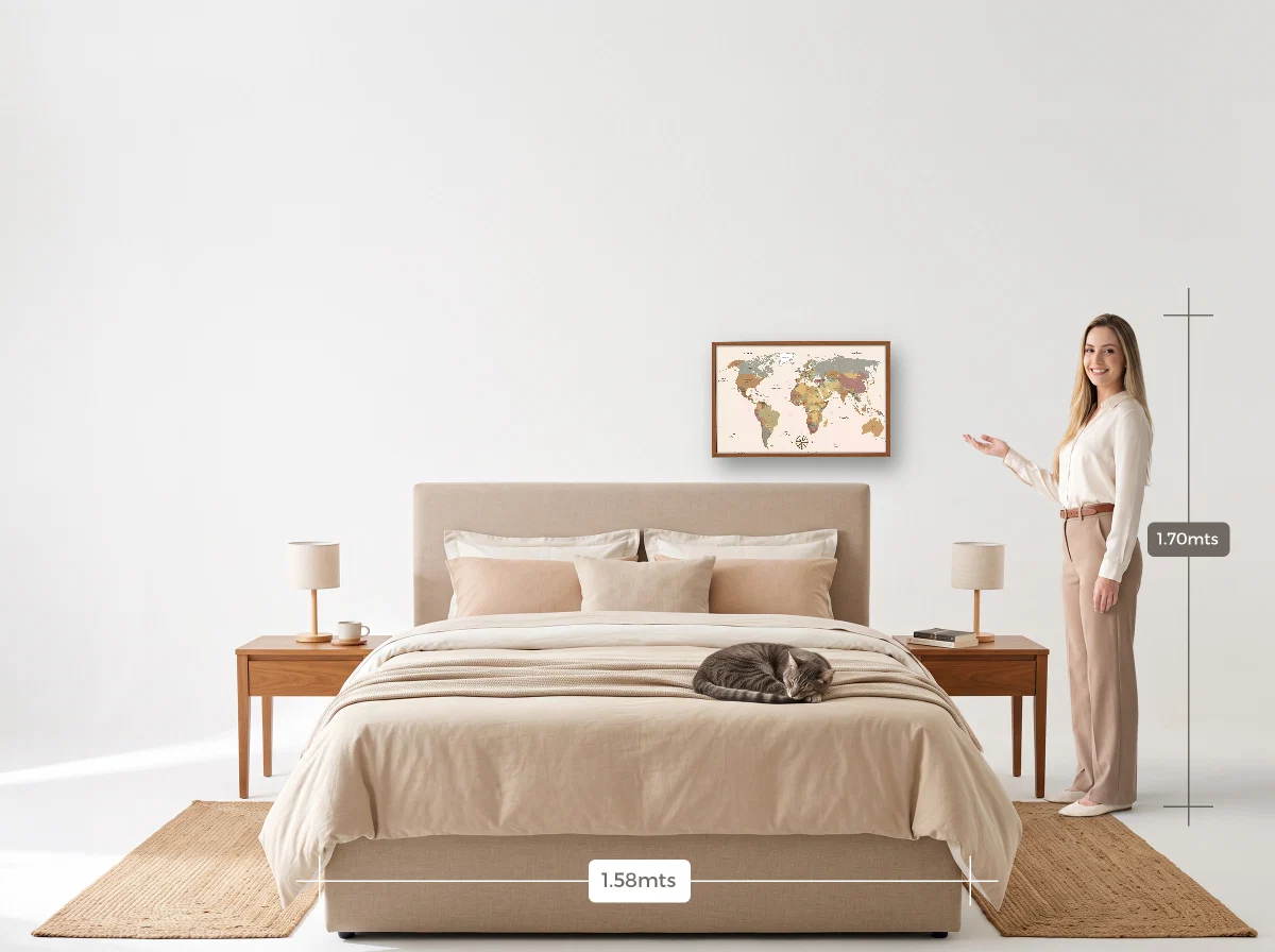 Quadro 40×60 · Caixa · freijó · Quarto · cama queen