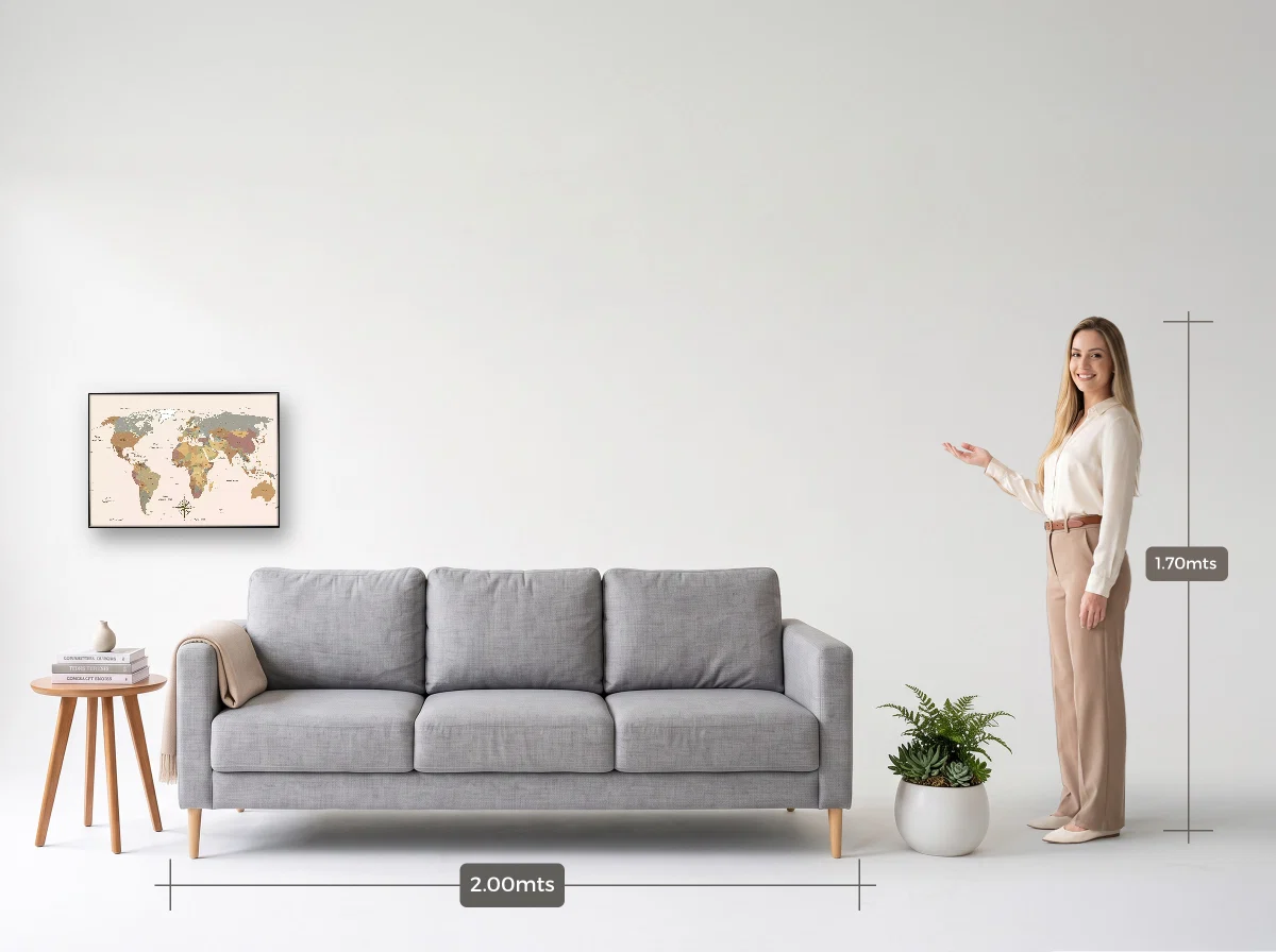 Quadro 50×70 · Filete · preta · Sala · sofá de 2,00 m