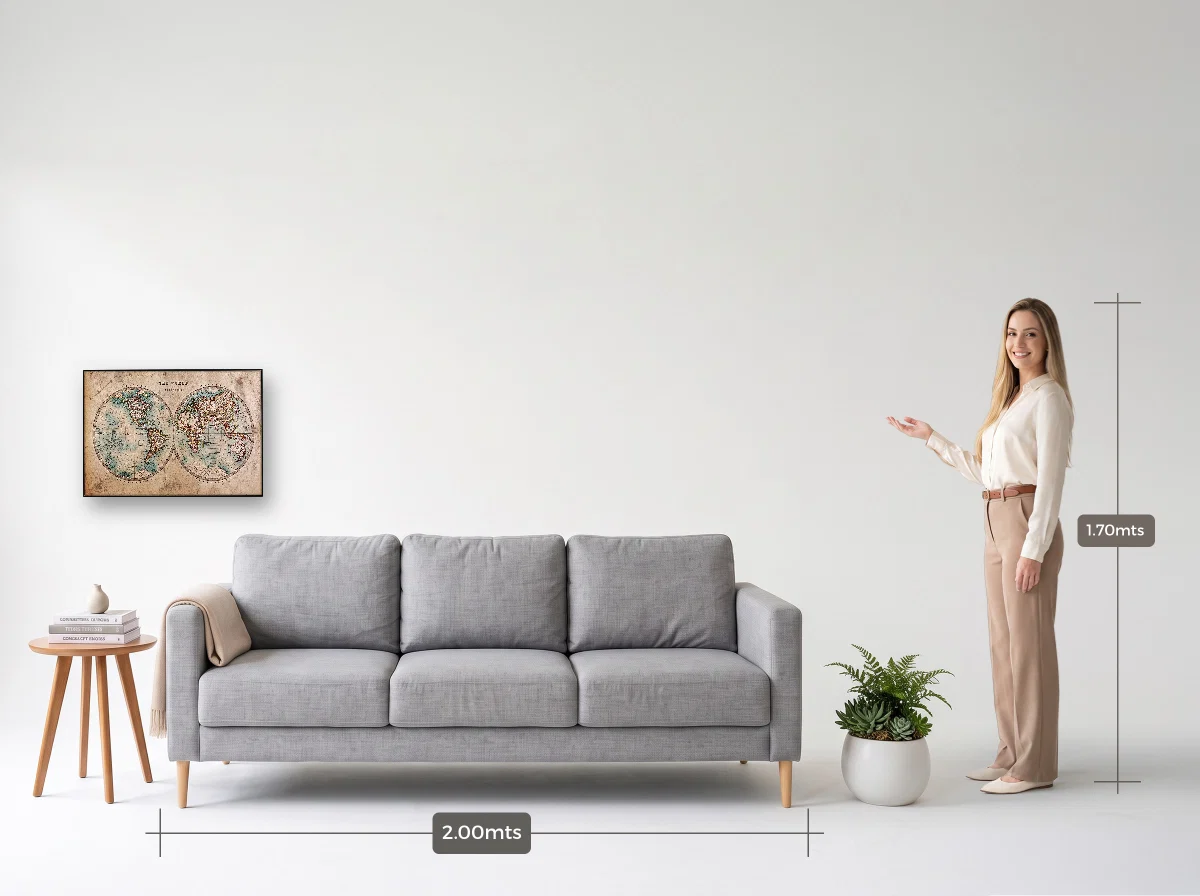 Quadro 50×70 · Filete · preta · Sala · sofá de 2,00 m