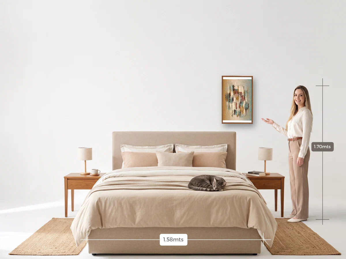 Quadro 40×60 · Caixa · freijó · Quarto · cama queen