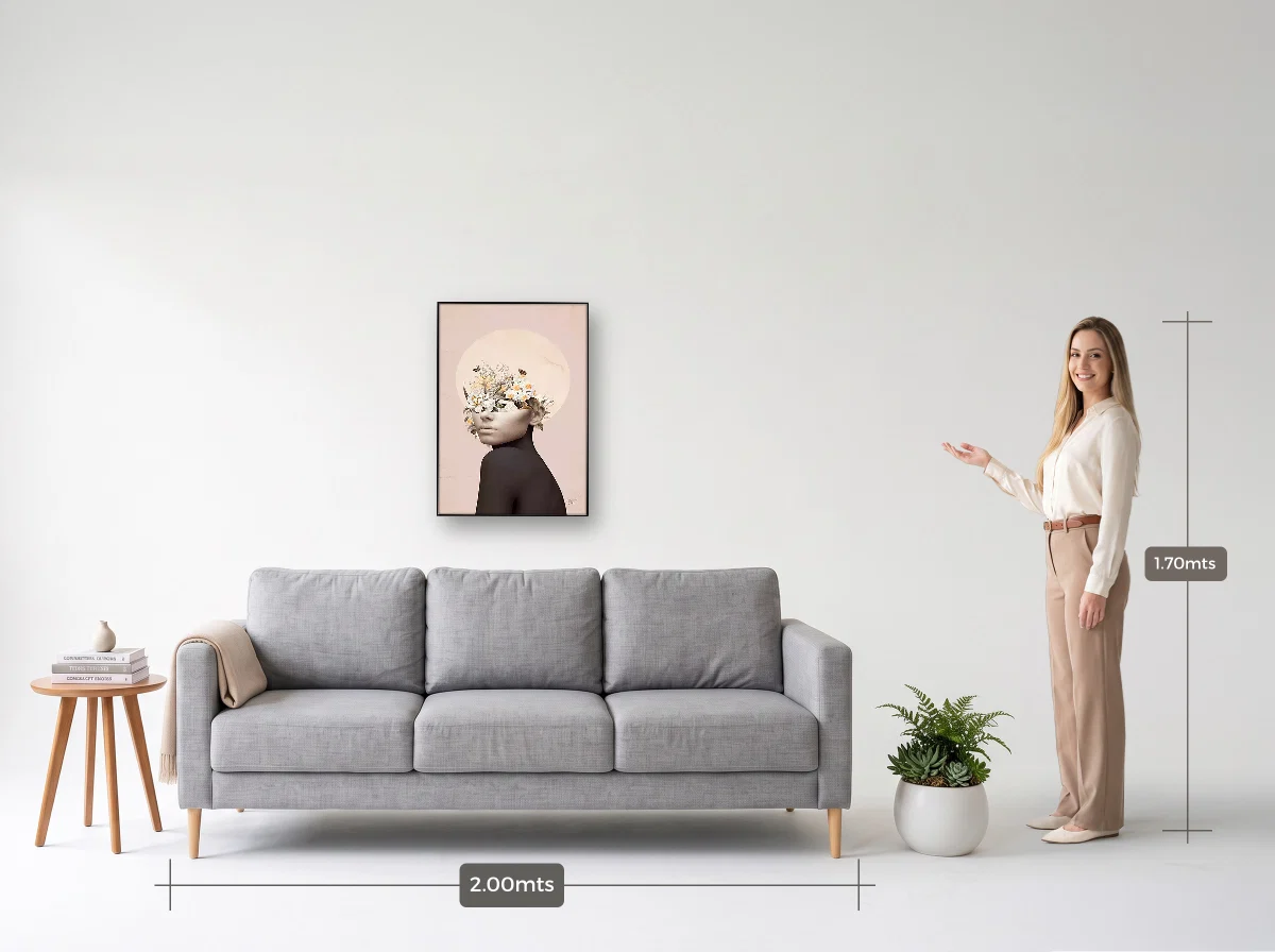 Quadro 50×70 · Filete · preta · Sala · sofá de 2,00 m