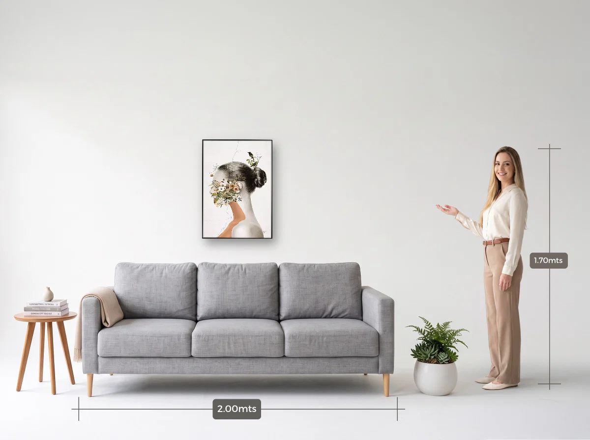 Quadro 50×70 · Filete · preta · Sala · sofá de 2,00 m