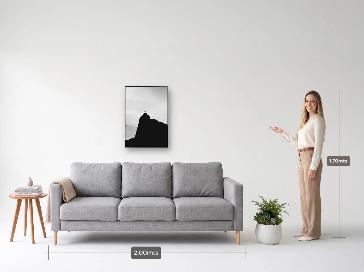 Quadro 50×70 · Filete · preta · Sala · sofá de 2,00 m