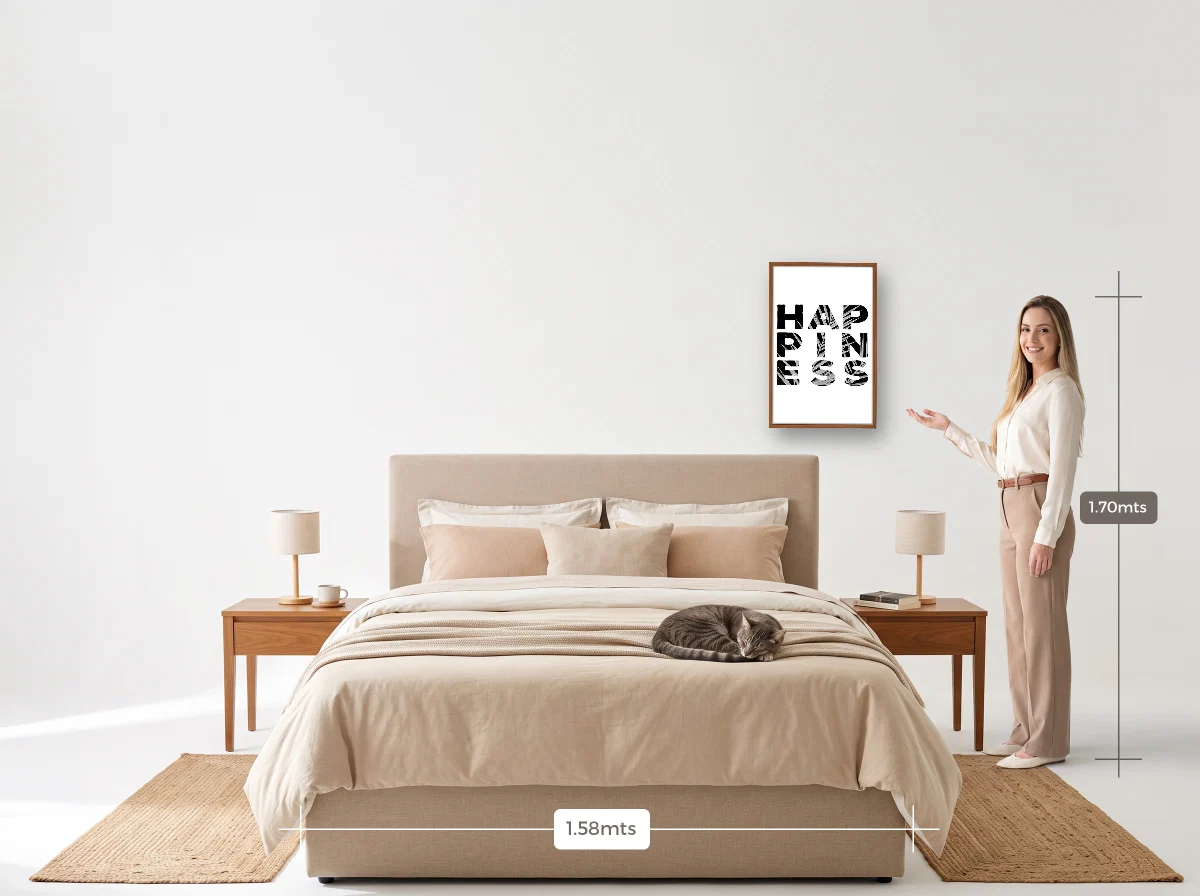 Quadro 40×60 · Caixa · freijó · Quarto · cama queen