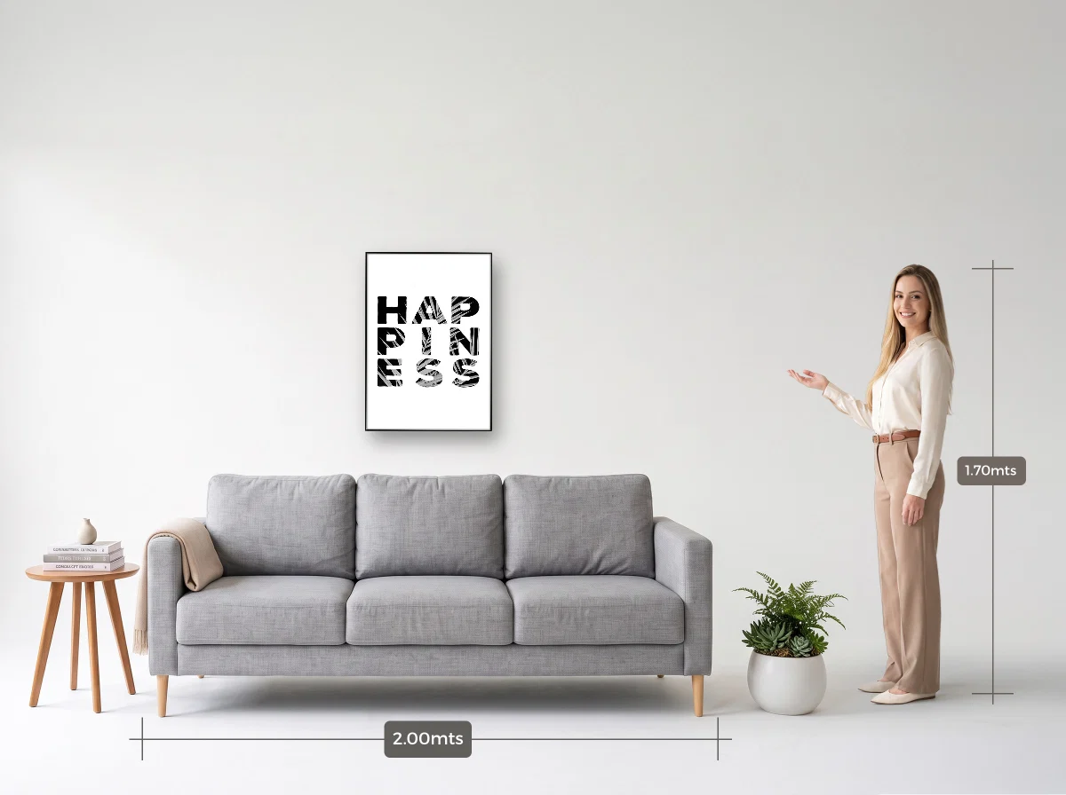 Quadro 50×70 · Filete · preta · Sala · sofá de 2,00 m