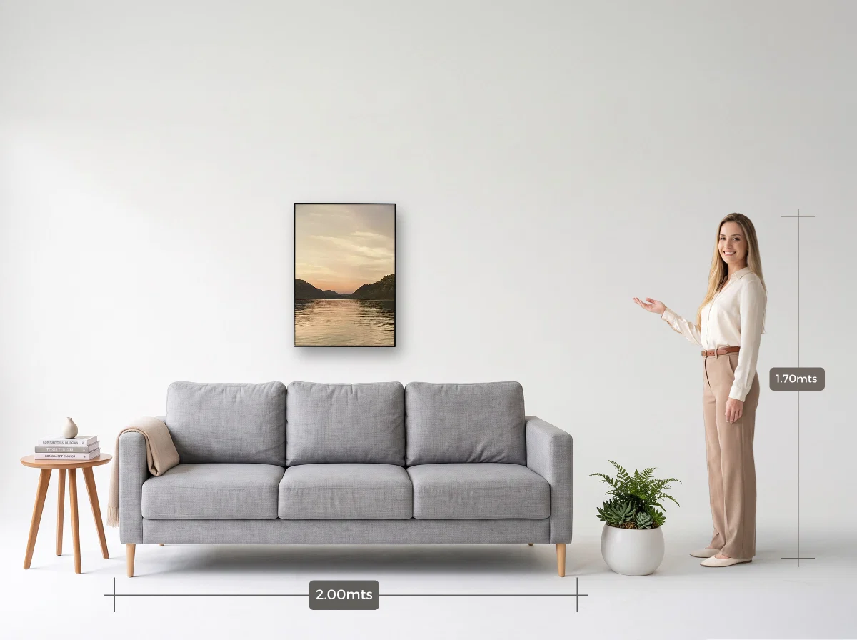 Quadro 50×70 · Filete · preta · Sala · sofá de 2,00 m
