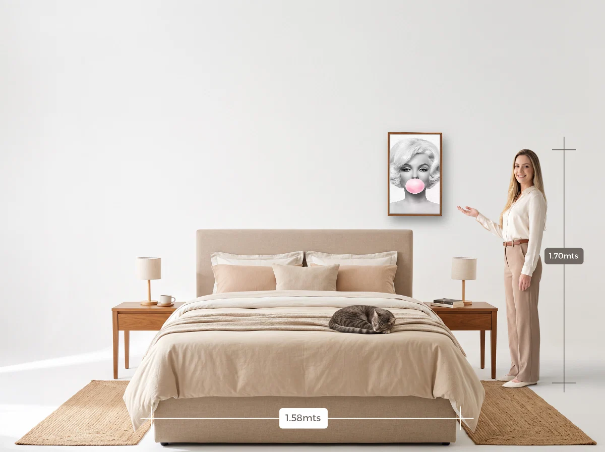 Quadro 40×60 · Caixa · freijó · Quarto · cama queen