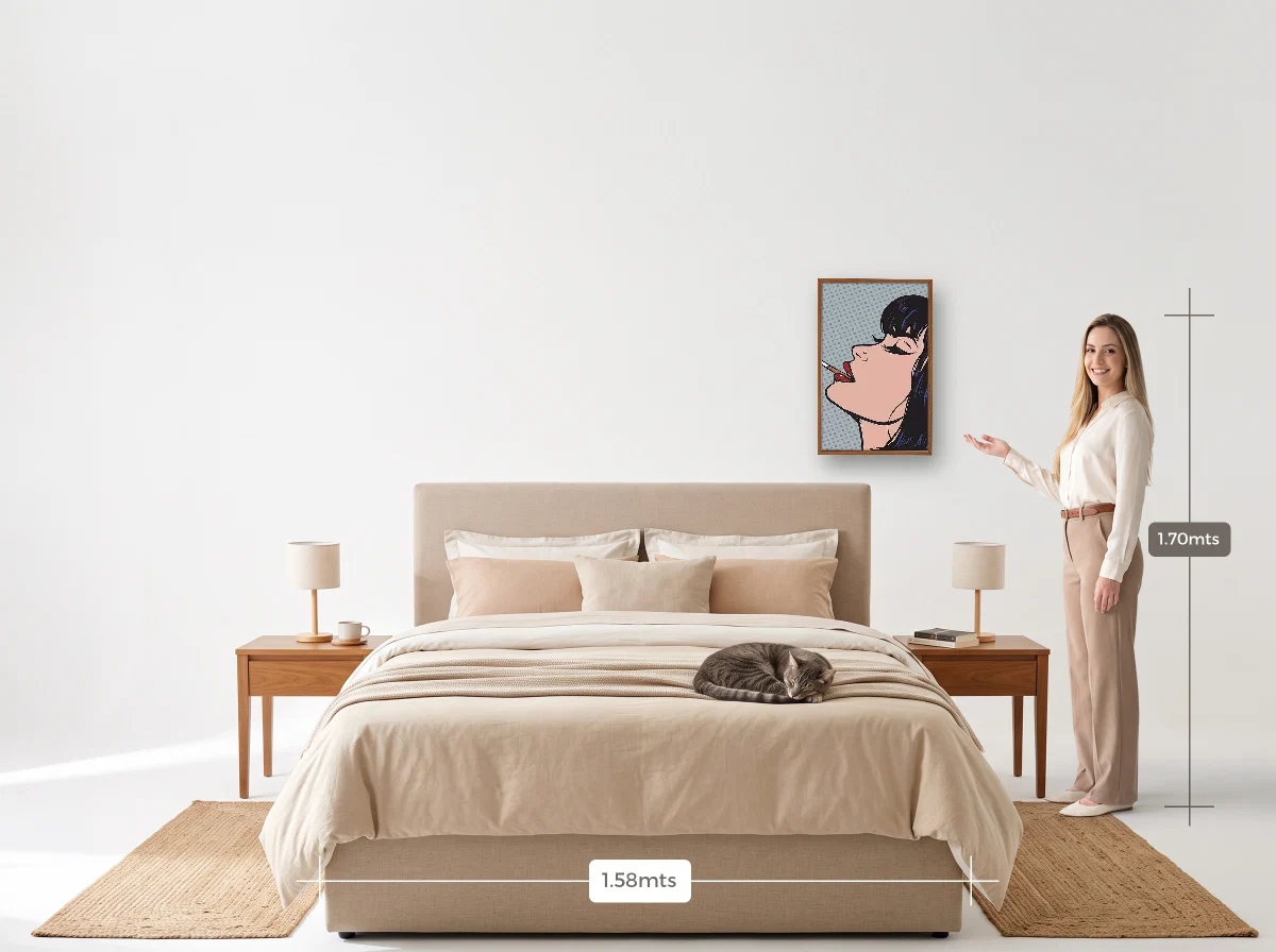 Quadro 40×60 · Caixa · freijó · Quarto · cama queen