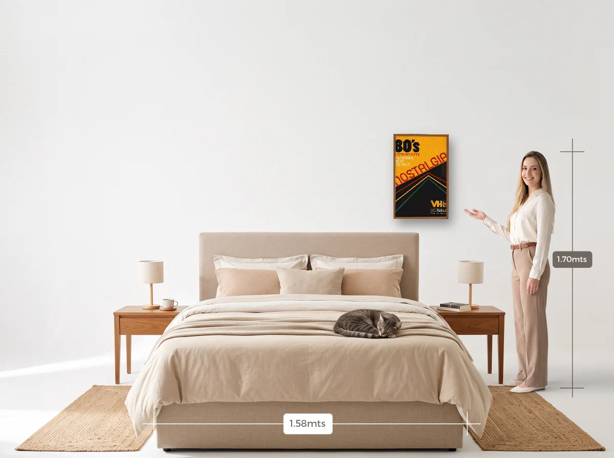 Quadro 40×60 · Caixa · freijó · Quarto · cama queen