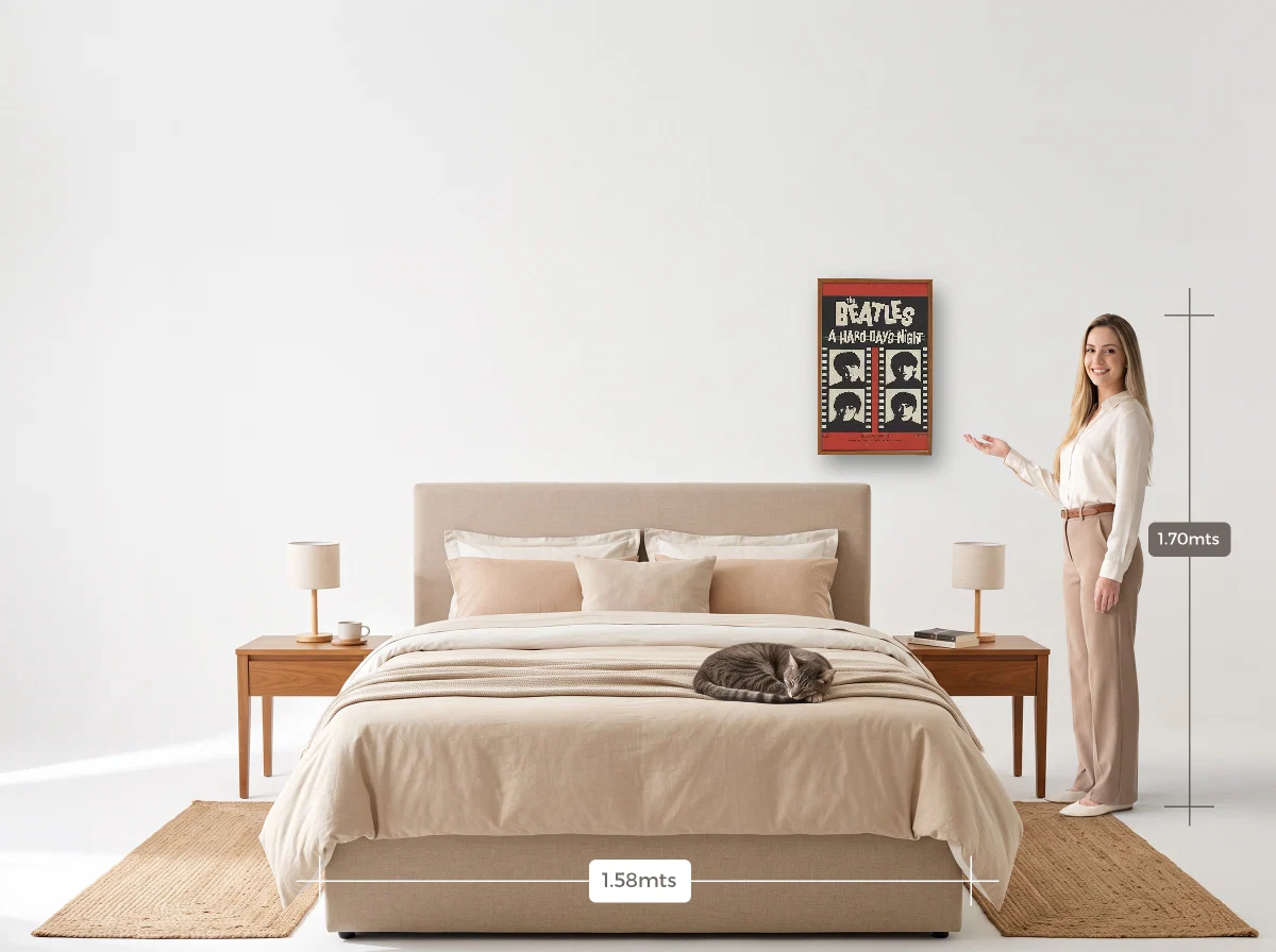 Quadro 40×60 · Caixa · freijó · Quarto · cama queen