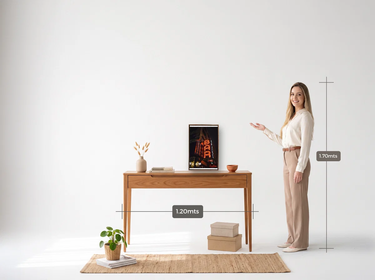 Quadro 30×45 · Flutuante · tabaco · Hall · aparador de 1,20 m