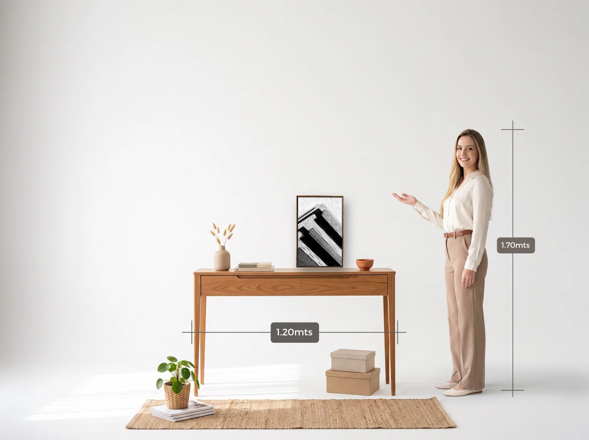 Quadro 30×45 · Flutuante · tabaco · Hall · aparador de 1,20 m