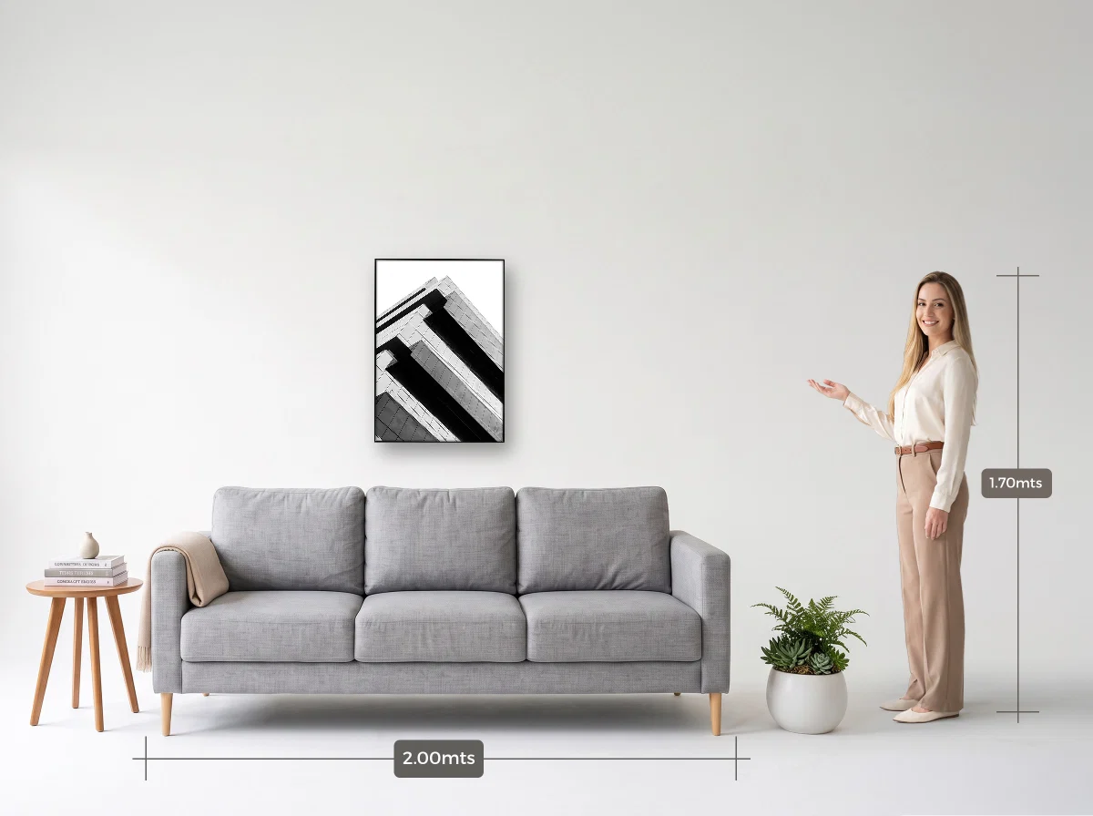 Quadro 50×70 · Filete · preta · Sala · sofá de 2,00 m