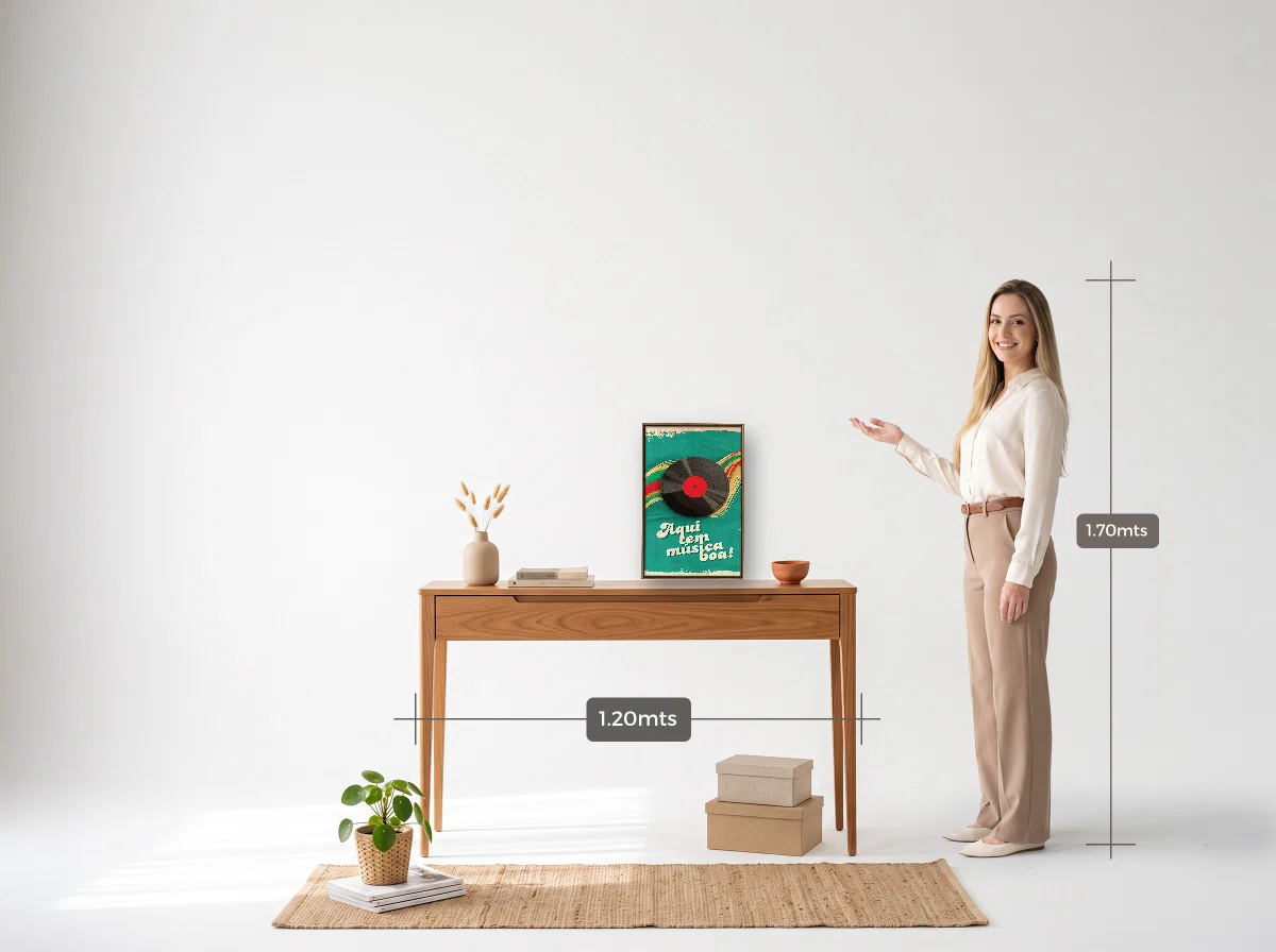 Quadro 30×45 · Flutuante · tabaco · Hall · aparador de 1,20 m