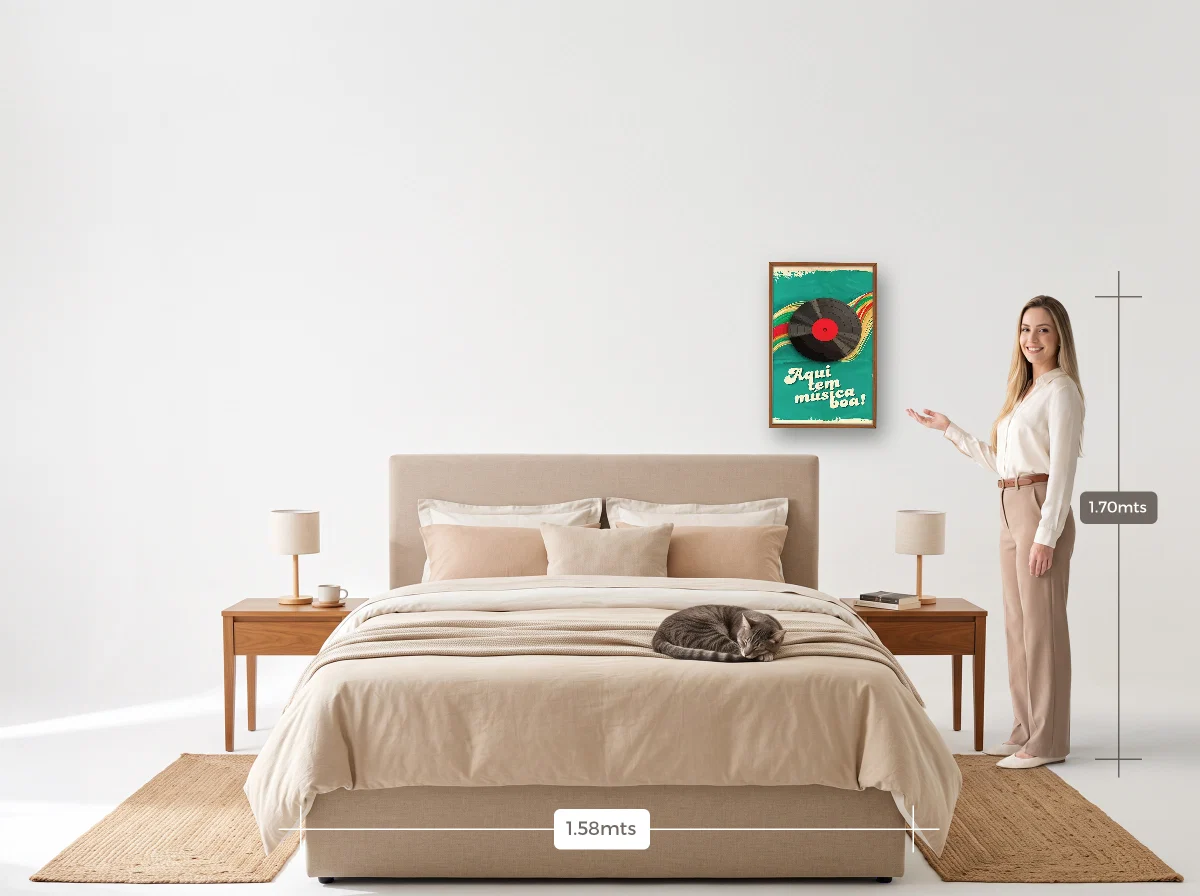 Quadro 40×60 · Caixa · freijó · Quarto · cama queen