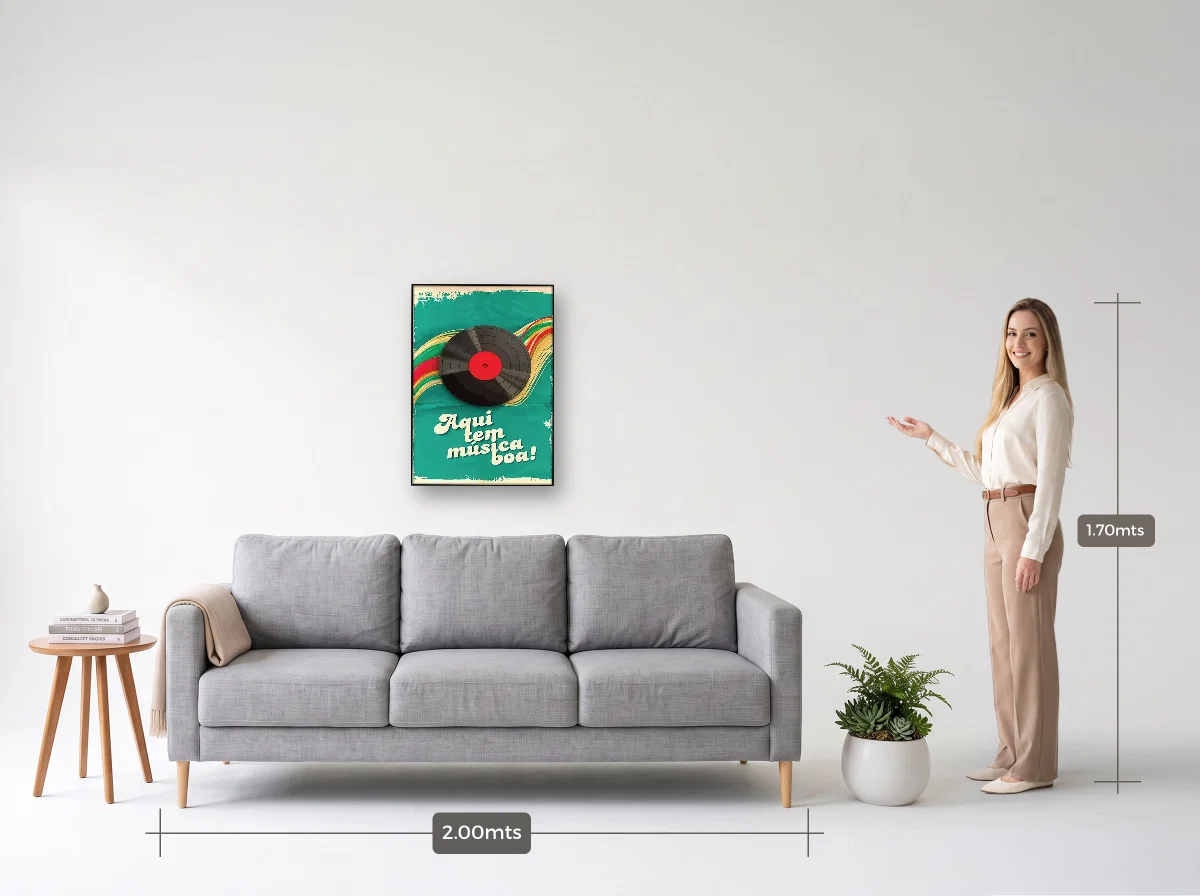 Quadro 50×70 · Filete · preta · Sala · sofá de 2,00 m